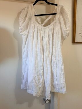 Free People White Puff Sleeve Cotton dress